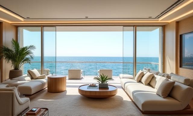 Interni moderni di un superyacht personalizzato